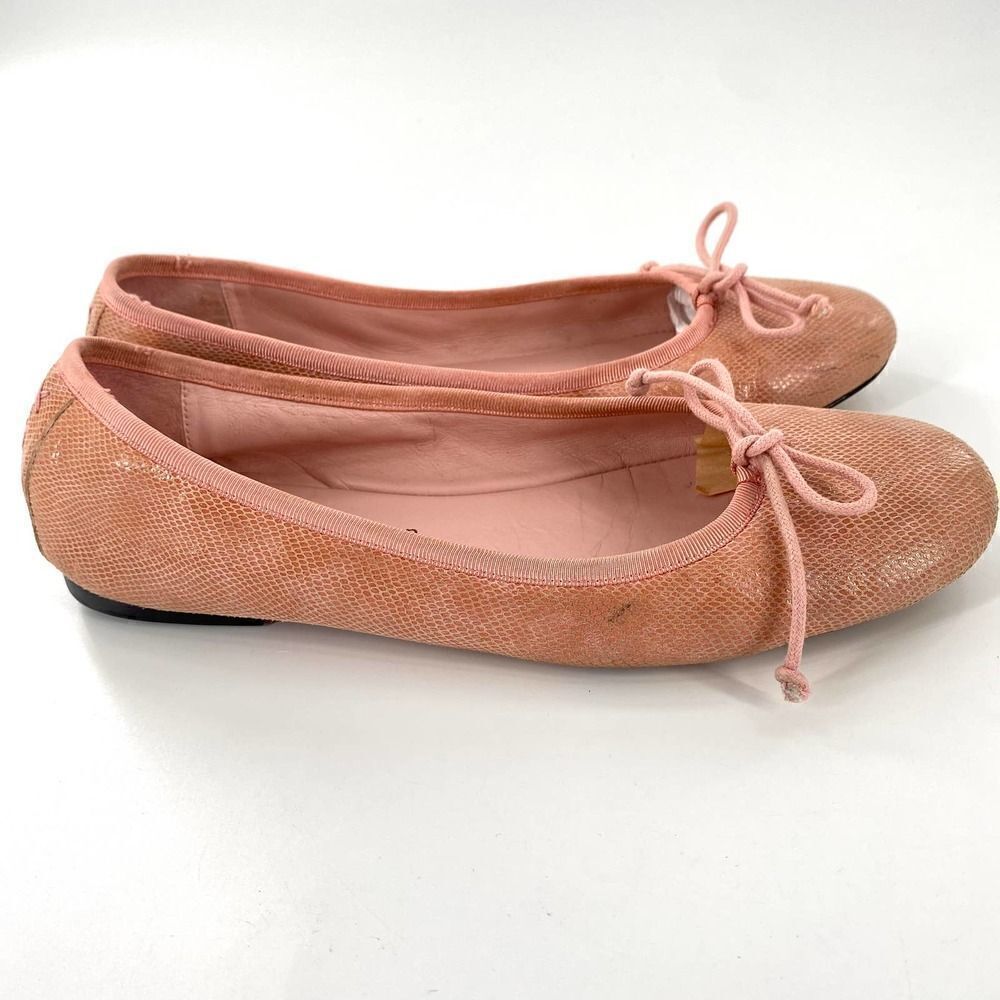 Patricia Green Ballet Flat Snake-Skin Bowtie Pink Size 7.5M